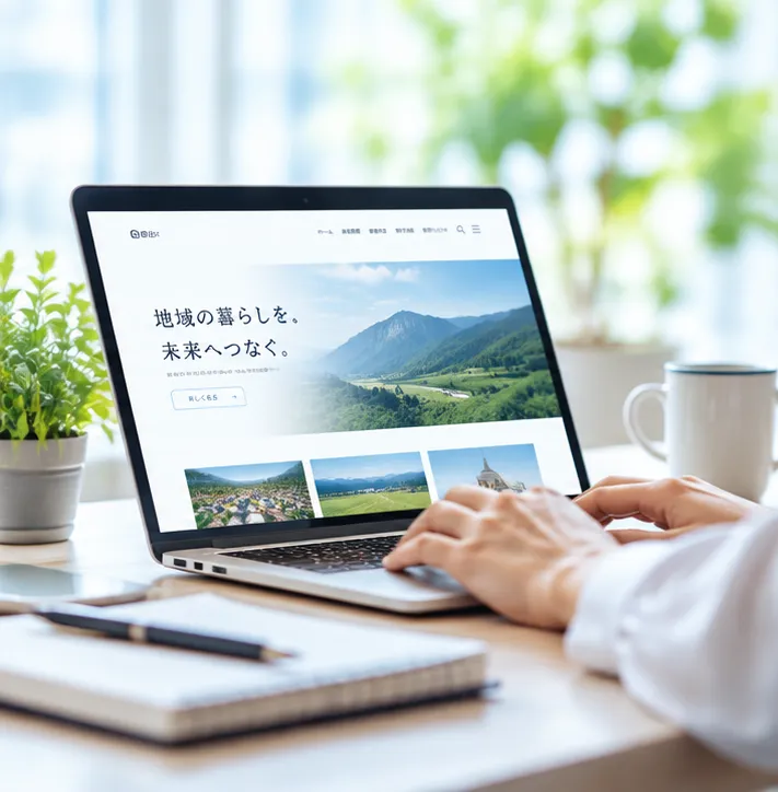 ノートパソコンでWebサイトを制作している様子